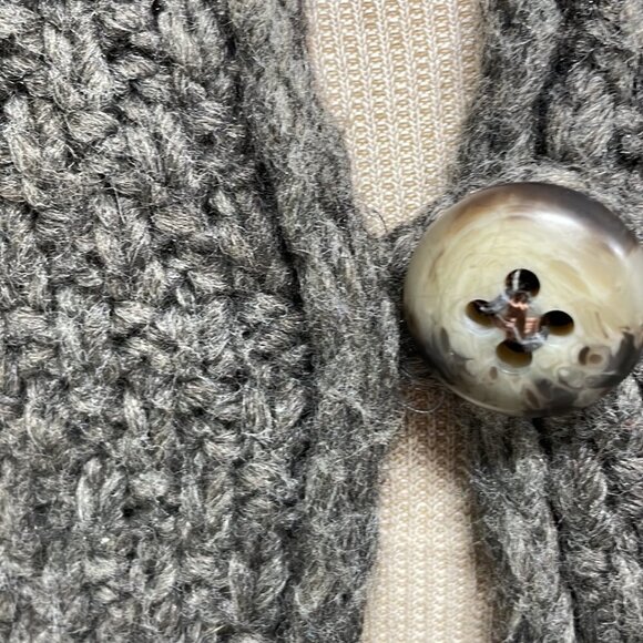 Elisabetta Collection Sweater Cardigan Coatigan Hood Button Knit Gray Size Small - Picture 9 of 16
